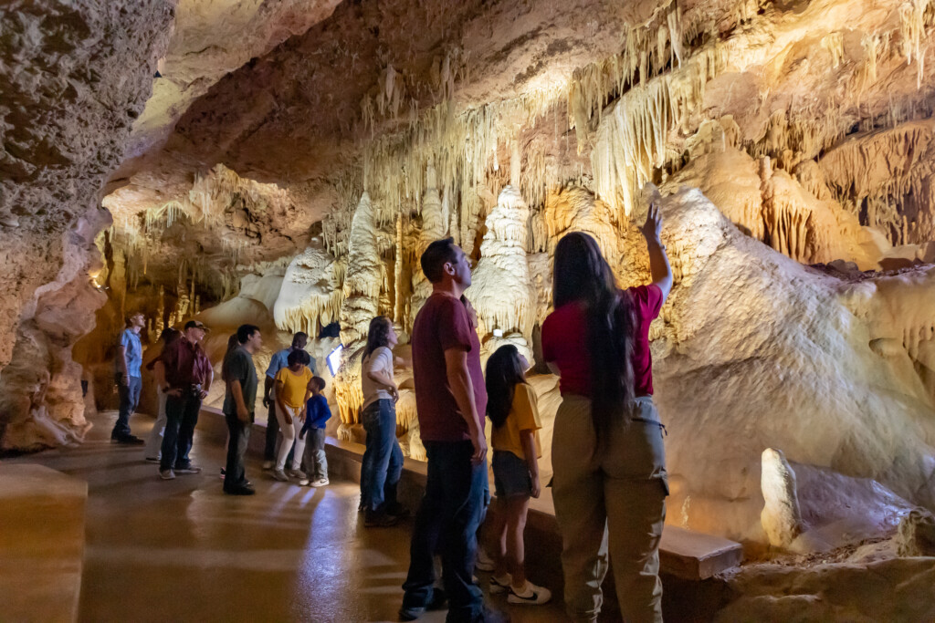 The Cathedral Room's colors are significantly more visibile thanks to the new lighting on the Hidden Wonders tour at Natural Bridge Caverns